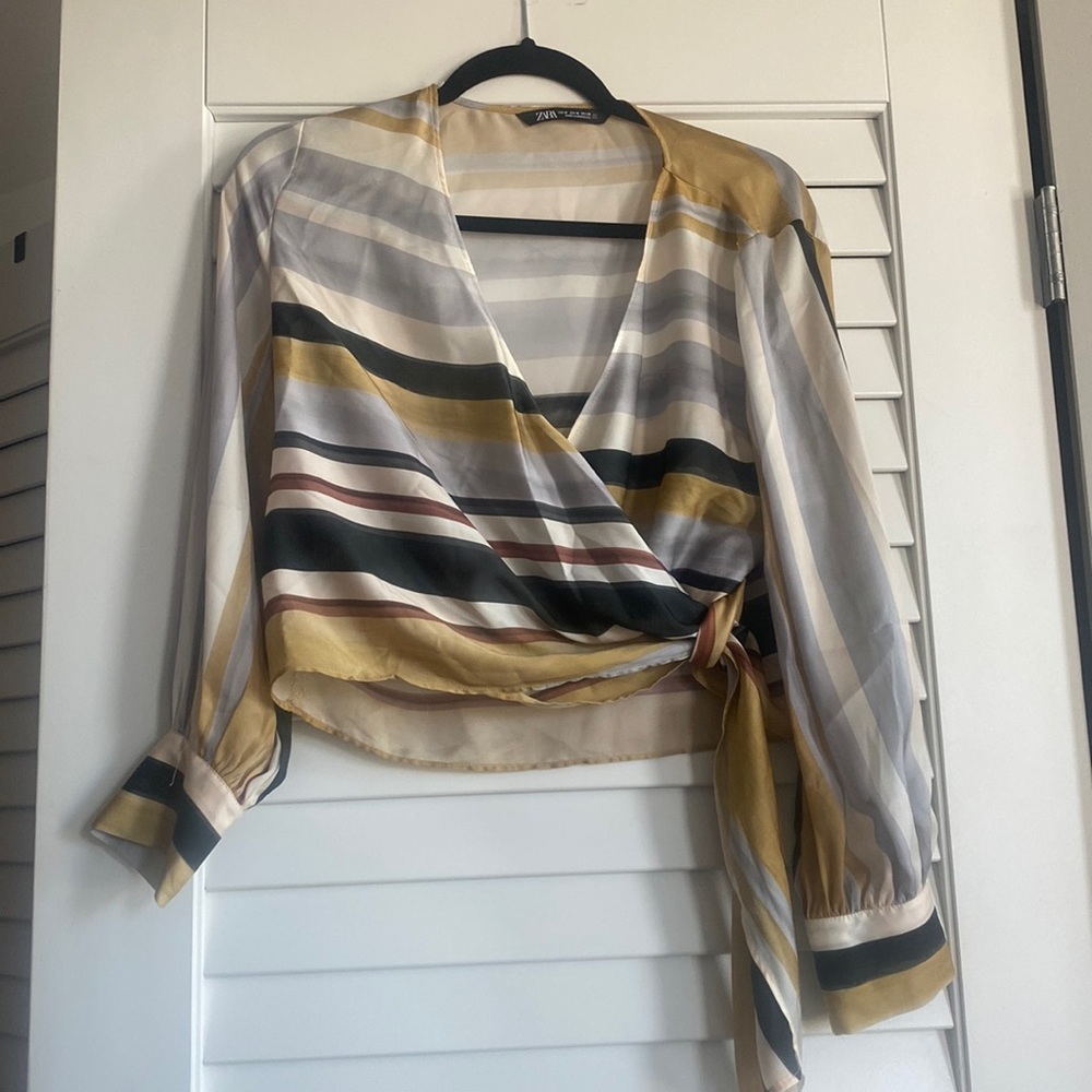 Zara Striped Long Sleeve Blouse